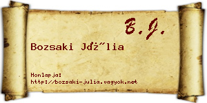 Bozsaki Júlia névjegykártya